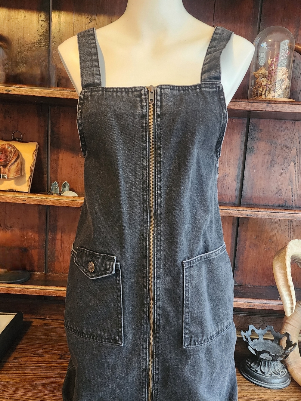 Dark Wash Denim Zip Front Dress